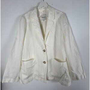 Madewell Womens White Two-Button Linen Blazer Jacket XL Pockets Lightweight